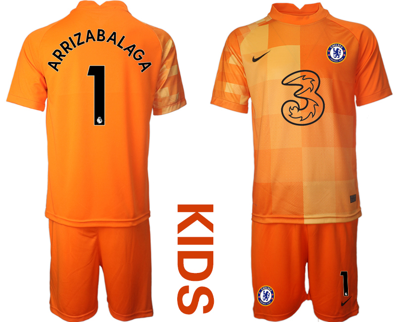 Youth 2021-2022 Club Chelsea orange red goalkeeper #1 Soccer Jersey->customized soccer jersey->Custom Jersey